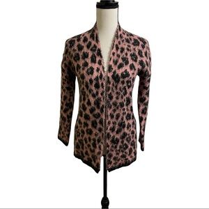 Liu jo womens alpaca blend pink leopard open front cardigan short size 8